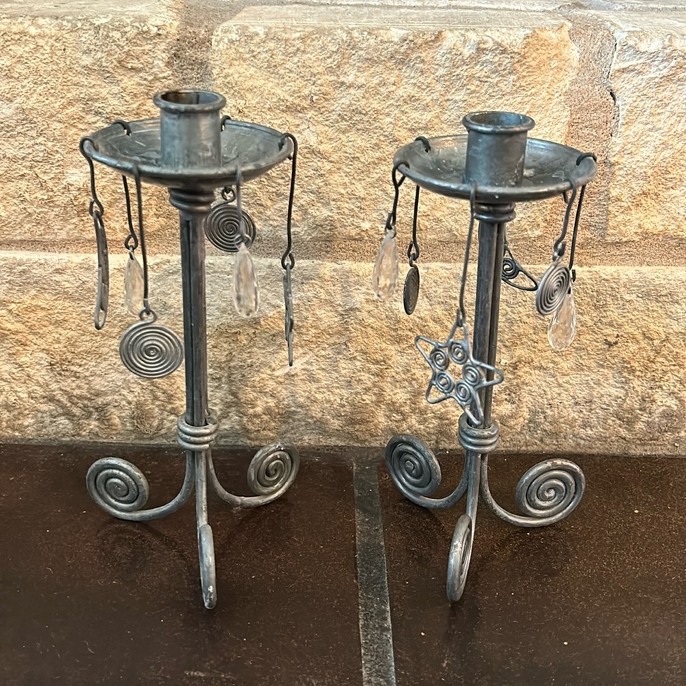 Galvanized steel candlesticks
